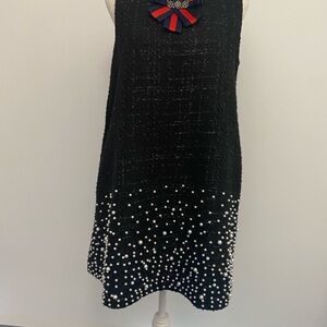 Ina Black Dress with Pearl Details